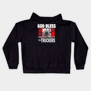 GOD BLESS THE TRUCKERS - THANK YOU TRUCKERS CONVOY TRUCK FOR FREEDOM Kids Hoodie